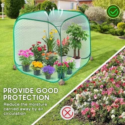 Pop Up Mesh Plant Cover, 35x35x38'' Garden Netting for Insect Protection - color: Green, size: 1 piece