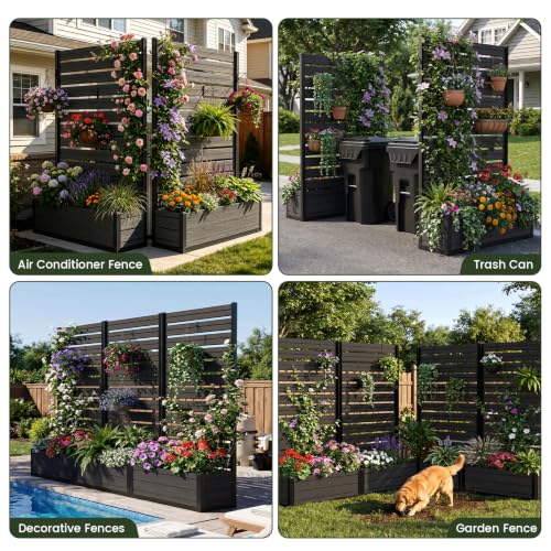 Plastic Raised Garden Bed with Trellis, 73.8"x46"x14" Planter Box for Climbing Plants, Vegetables & Vines,(Black-Louver) - size: 1 PCS 46" L x 14" W x 73.8" H