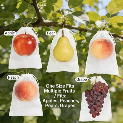 50Pcs Drawstring Mesh Fruit Protection Bags, Breathable Plant Cover Pouches for Grape, Apple, Pear Tree - Bird Deterrent Netting Bags for Garden Orchard Use, Reusable Produce Protector Sacks - size: 50pcs