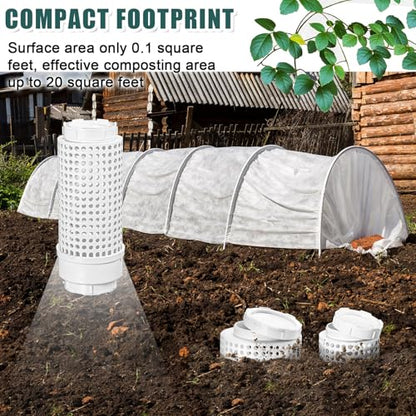 Blosssound 4 Pcs Inground Worm Composter Outdoor Farm Compost Bin Reducing Food Waste Composting Systems Sustainable Worm Composter for Raised Garden Beds at Home