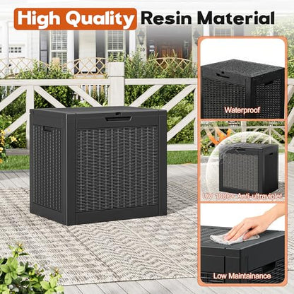 Outdoor Deck Storage Box,Waterproof,Black,35 Gallon - color: Striped Black, style: 35 Gallon