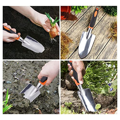 Garden Trowel Hand Shovel for Gardening, Aluminum Small Garden Spade - color: Orange