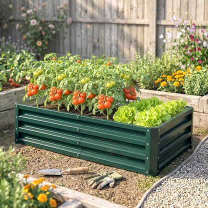 Outsunny 4' x 2' x 1' Galvanized Raised Garden Bed, Green - color: Green
