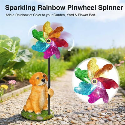 Dog Garden Spinners Wind Spinner Golden Retriever Outdoor Statue - size: Dog