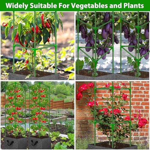 Tomato Cages for Garden with Grow Bags, 2 Pack Tomato Cage Trellis - size: 2-Pack with Bags