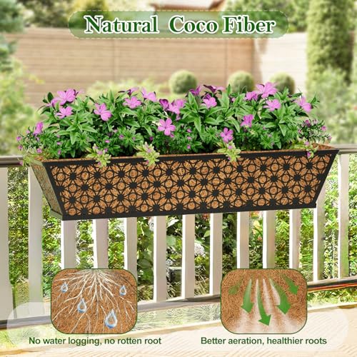 SPECILITE 24" Adjustable Metal Window Railing Planters Boxes, 4 Pack - size: 24in, style: 4Packs