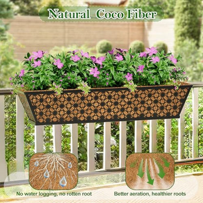 SPECILITE 24" Adjustable Metal Window Railing Planters Boxes, 2 Pack - size: 24in, style: 2Packs