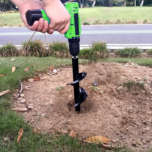 4"X16" Heavy-Duty Auger Drill Bit for Planting - Garden Spiral Drill Bit - Bulb Planter Tool & Post Hole Digger - 3/8" Hex Drive - size: 4"x16"