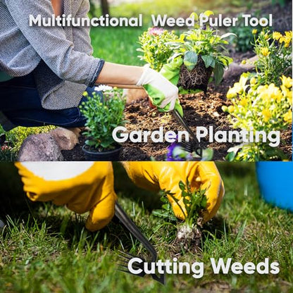 Weed Puller Tool, 2024 Enhanced Weed Remover Tool, Weeding Tool for Gardening with 5 Teeth, Black