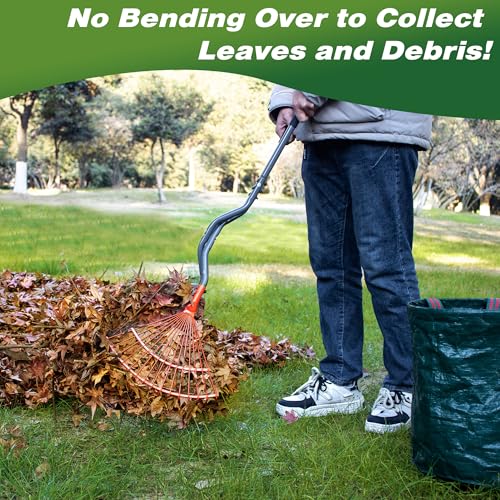 Walensee Leaf Grabber Rake, Long Handle Yard Debris Collector for Lawn