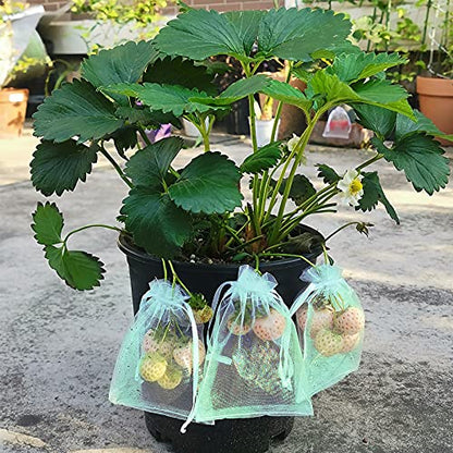 MIXC 100 Pcs Fruit Protection Bags, 12"x16" Fruit Net Cover with Drawstring - size: 12''×16''