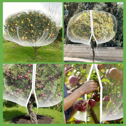 12'*12' Large Fruit Tree Netting for Squirrels and Birds with Drawstring, Insect Bird Netting Pest Barrier for Garden Protection (White, 2pc) - size: 2pc 12'*12'
