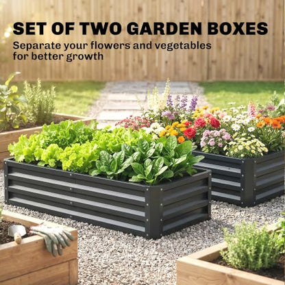Outsunny 4' x 2' x 1' Galvanized Raised Garden Bed, Gray - color: Gray