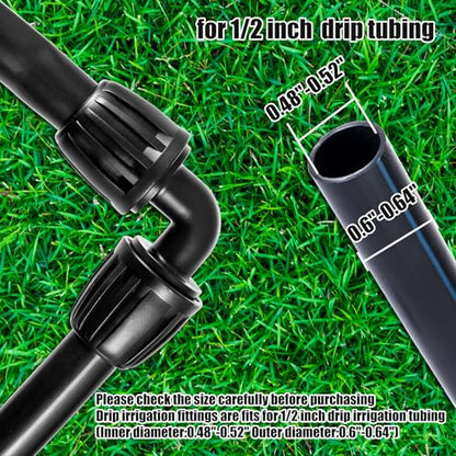 12pc 1/2“ Drip Irrigation Elbow Fittings, ANTI DROP Lock Barbed Elbo - size: 12 Pcs 1/2 Inch Irrigation Elbow Fittings