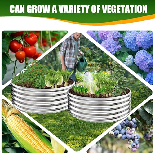 TBMLC 17" Tall,4 FT Diameter Elevated Round Metal Raised Garden Bed Silver - color: Silver, size: 4FT Diameter
