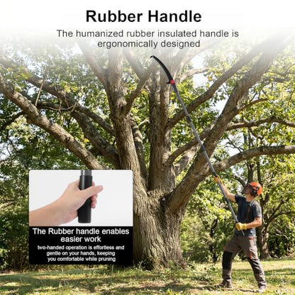 LEVELEVE Manual Pole Saw,4.6-9.8 ft Extendable Tree Pruner, Sturdy 6 Section Steel Pole,High Carbon Steel Double-Hook Blade,Branch Trimmer for Low & Medium Branches, Shrubs, Garden, Patio and Yard Use