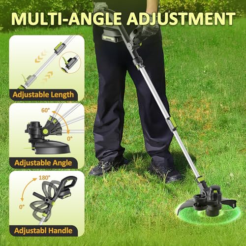 12-in Cordless String Trimmer/Edger, Two 2.0Ah Batteries, Auto Line Feed