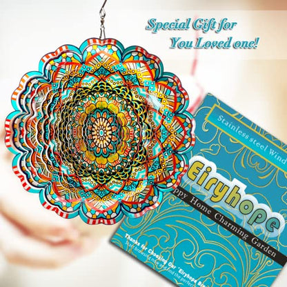 Metal Wind Spinner, Lucky Star Mandala Wind Spinners - color: Mandala Lucky Star