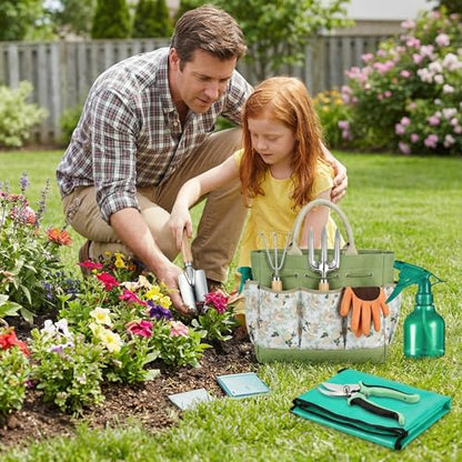 10-Piece Heavy Duty Garden Tool Set Green Gardening Essentials - color: Green