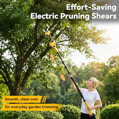 BUYJOY 4-in-1 Electric Pruning Shears & 6 Inch Pole Saw Combo - color: Yellow