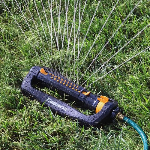 Melnor 65202AMZ CrossStream Turbo Oscillating Sprinkler, 4,000 Sq. Ft. Coverage, TwinTouch Width & Range Control, InfinityDrive™ Turbo Motor, Black, Orange - size: 2-Way Adjustable, style: CrossStream