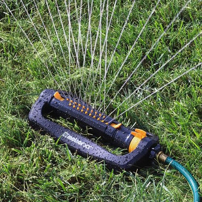Melnor 65202AMZ CrossStream Turbo Oscillating Sprinkler, 4,000 Sq. Ft. Coverage, TwinTouch Width & Range Control, InfinityDrive™ Turbo Motor, Black, Orange - size: 2-Way Adjustable, style: CrossStream