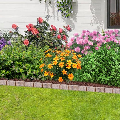 Landscape Edging Garden Edging Border Faux Stone Edging,91FT x 2.75 in Tall - color: Brown, size: 91FT(64 Pack)