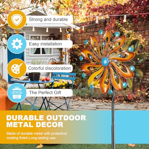 MLKNK Wind Spinners for Yard and Garden - Wind Sculptures & Spinners - size: Gradient brown