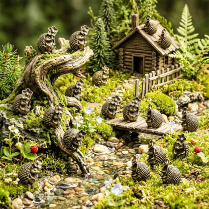 Civaner 50 Pcs Mini Brass Hedgehog, Mini Brass Figurines, Metal Animals - style: Hedgehog