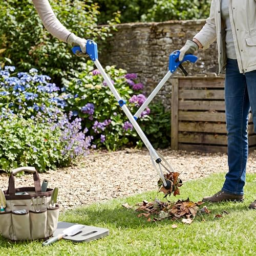 31.5in Reacher Grabber Tool, Lightweight Aluminum Alloy - color: Blue Handle