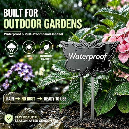 Metal Plant Labels for Outdoor Garden Waterproof 11-Inch 30 Pack - color: Black 30-pack