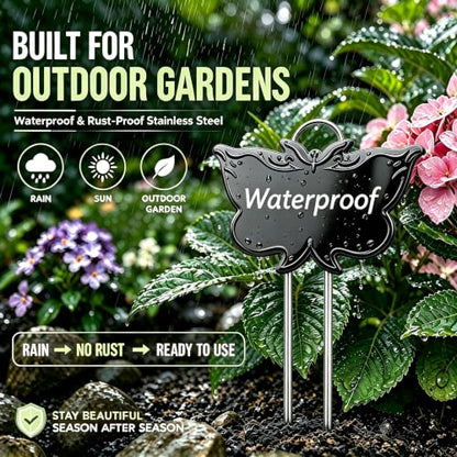 Metal Plant Labels for Outdoor Garden Waterproof 11-Inch 30 Pack - color: Black 30-pack