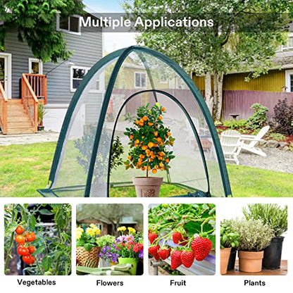 VIVOSUN Garden Netting Cover, 28 x 28 x 32 Inch Pop-up Guard Cover with Zip Entry for Plants, Vegetables, Fruits, Outdoor Run and Enclosure for Small Animals, 2-Pack, Green - size: 28x28x32 inch