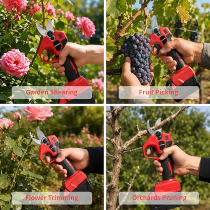 Pruning Shears Compatible with Milwaukee M18 18V Battery,LCD Display - color: Red