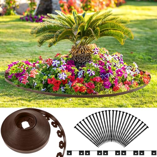 Sasylvia 2.5 Inch x 200 FT Landscape Edging, Brown Plastic Garden Border - color: Brown, size: 2.5 Inch x 200 FT