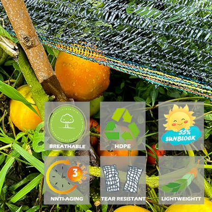 55% Shade Cloth for Garden, Black Shade Net 6.5X6 FT - size: 6.5X6 FT