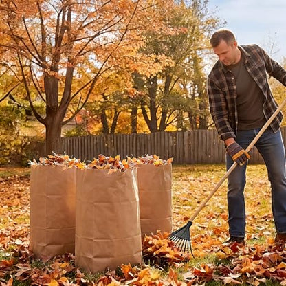 50 Count 10 Gallon Lawn and Leaf Paper Bags, Heavy-duty Yard Waste Compost Bags, Tear Resistant, Self Standing