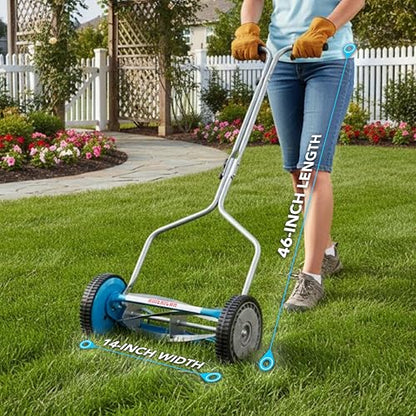 American Lawn Mower Company 2204-14 14-Inch 4-Blade Push Reel Lawn Mower - size: 14" 4 blade, 2.0