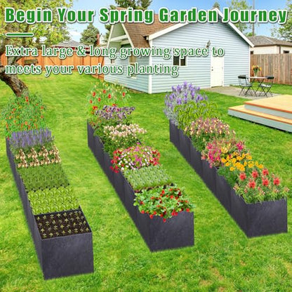 POILKMNI 12x2x1ft Fabric Raised Garden Bed - size: 12x2x1ft Rectangular