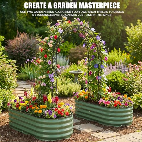 2Pcs Galvanized Raised Garden Bed Kit Outdoor 4x2x1ft, OliveGreen - color: 0live Green