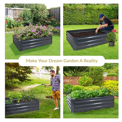 Sunnydaze Galvanized Raised Garden Bed, Rectangle, 4x2x1 ft, Dark Gray - color: Dark Gray