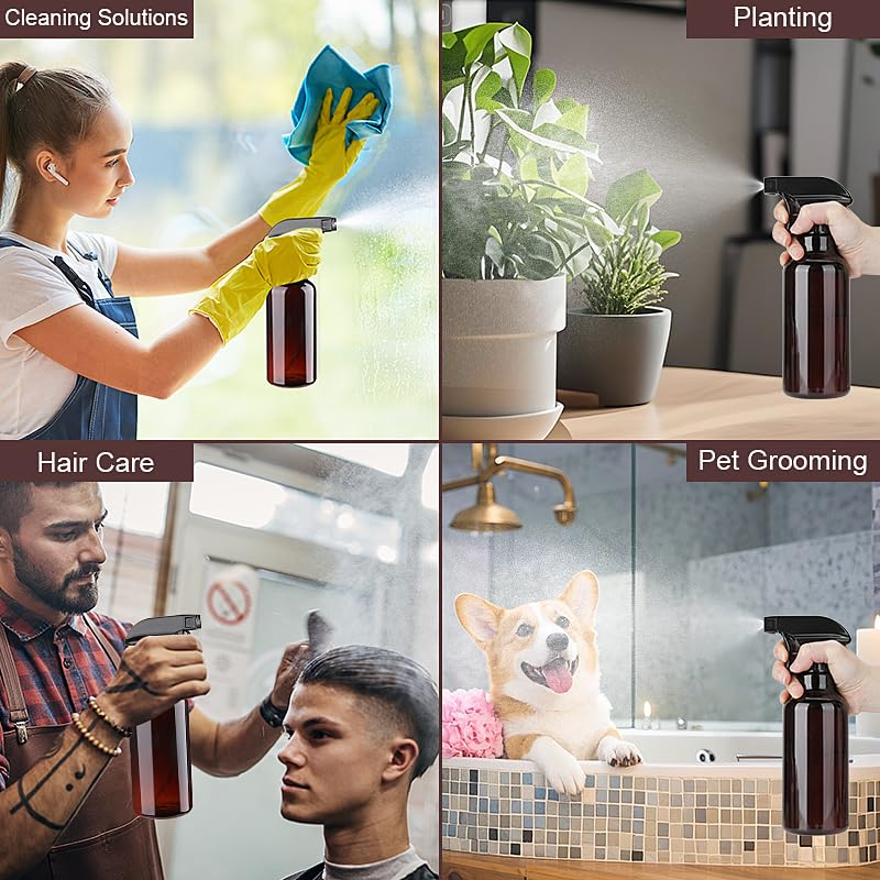 12oz/350ml Plastic Spray Bottles 1 Pack, Adjustable Mist/Stream - color: 16.9oz-Brown