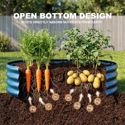 Land Guard 2 Pcs 6ft Metal Raised Garden Bed, 6 x 3 x 1 Galvanized Planter Raised Beds for Vegetables, Blue - color: 5-blue, size: 6×3×1ft(2pcs）