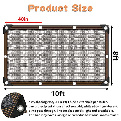 Shade Cloth for Plants Greenhouse, 40-50% Sunblock Shade Sails -for Outdoor Garden Pergola Patio Lawn Plant Pool Sun Shade Cloths for Kennel Chicken Coop Easier to Hang Shade Net Cover - size: 8'x10'