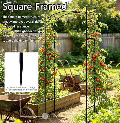 Metal Garden Arbors 93" Thickened Arch Trellis for Climbing Plants - color: Square
