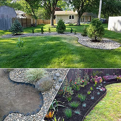 2" x 20' Plastic Landscape Edging Border Black, 20 Spikes - size: 2 in, 20 ft