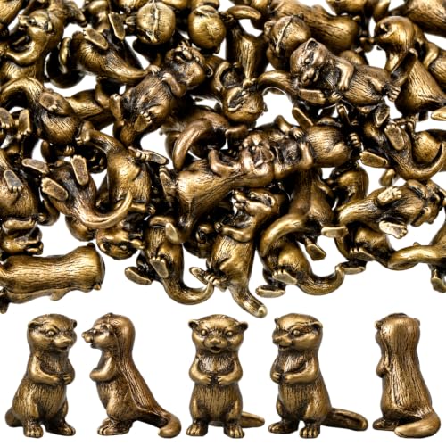 Civaner 50 Pcs Mini Brass Otter, Mini Brass Figurines - style: Cute Otter