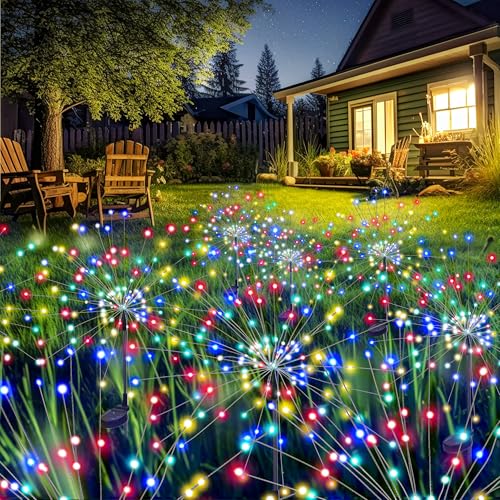 GIGALUMI 6 Pack Solar Firework Lights Outdoor, Garden Decor, Multicolored - color: Multicolor, size: 6 PACK 120 LEDS