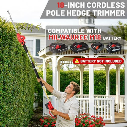 HEINPRO Cordless Pole Hedge Trimmer Compatible with Milwaukee M18 Battery