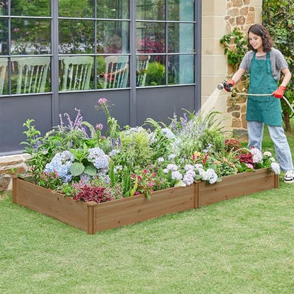 Yaheetech Wooden Raised Garden Bed Outdoor Planter Box, Dark Brown - color: Dark Brown, size: 8ft x 4ft